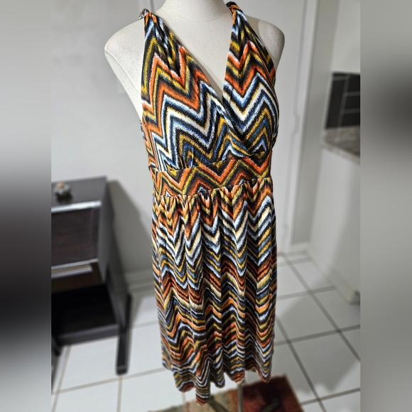 AB Studio Boho, Aztec, Southwestern Halter Dress, Sz XL - Picture 2 of 4